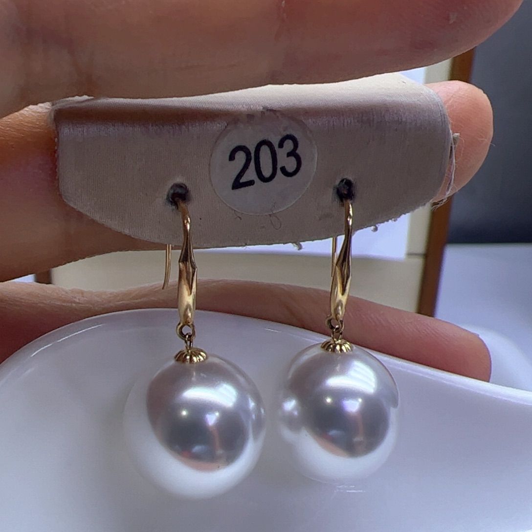 淡水珍珠耳饰18K金镶嵌