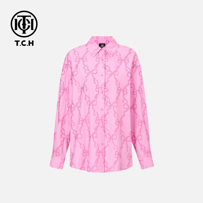 TCH烫钻工艺时尚休闲百搭气质舒适衬衣女T75C13E9001轻奢tch