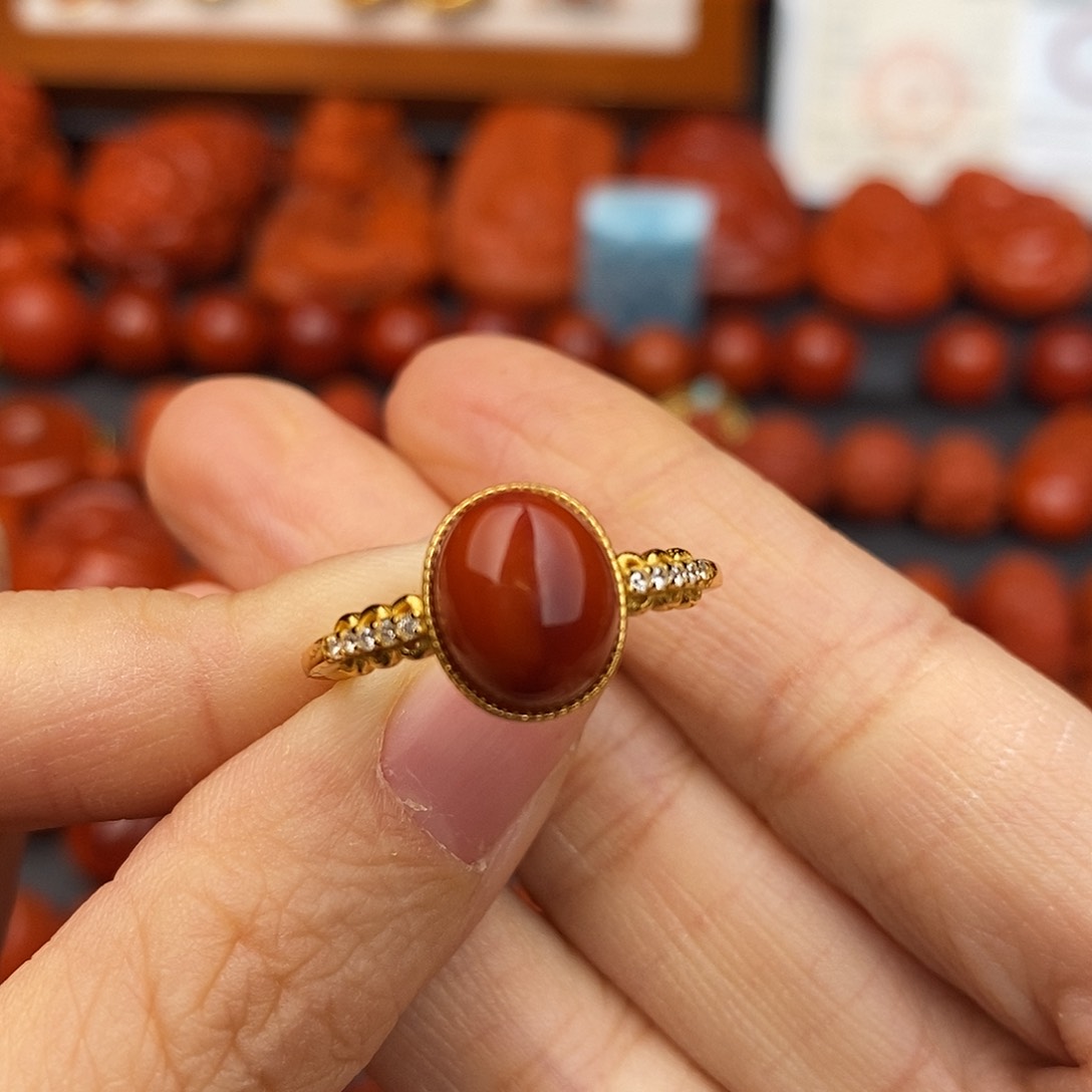 南红玛瑙四川凉山瓦西戒指银S925镶嵌