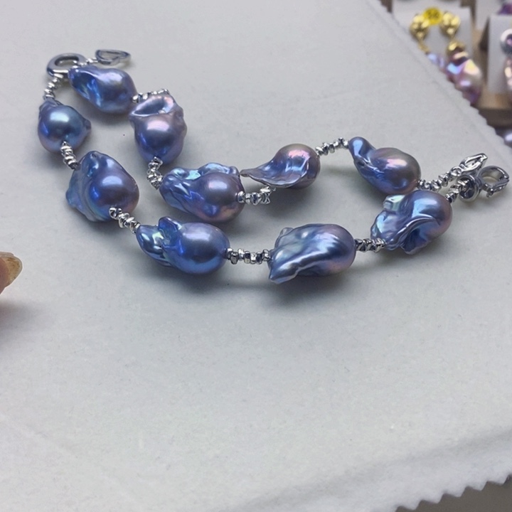 银S925镶嵌耳饰淡水珍珠空*