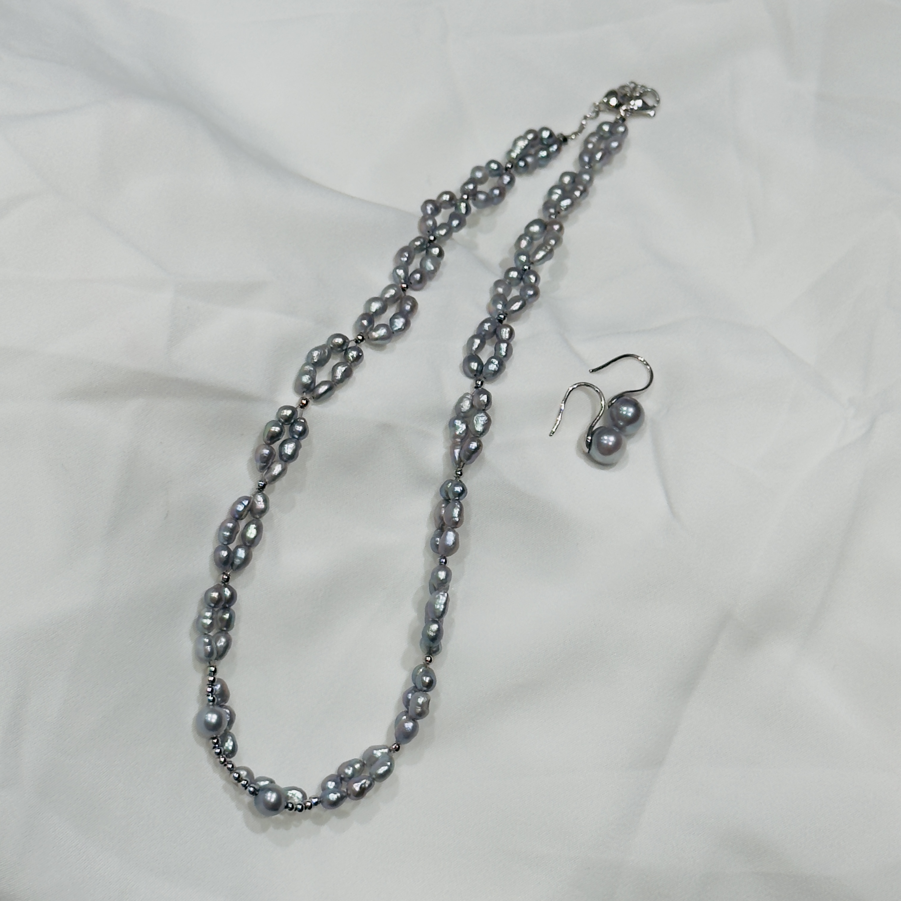 【華珍珠宝】海水真多麻（keshi）珍珠项链赠耳钩