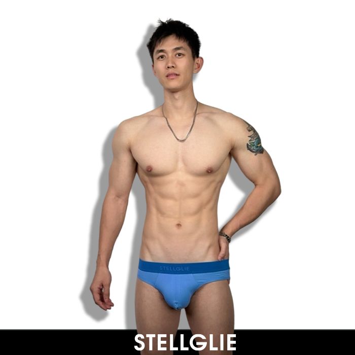 stellglie精梳棉高弹舒适塑身运动水滴囊袋低腰包臀男士比基尼裤