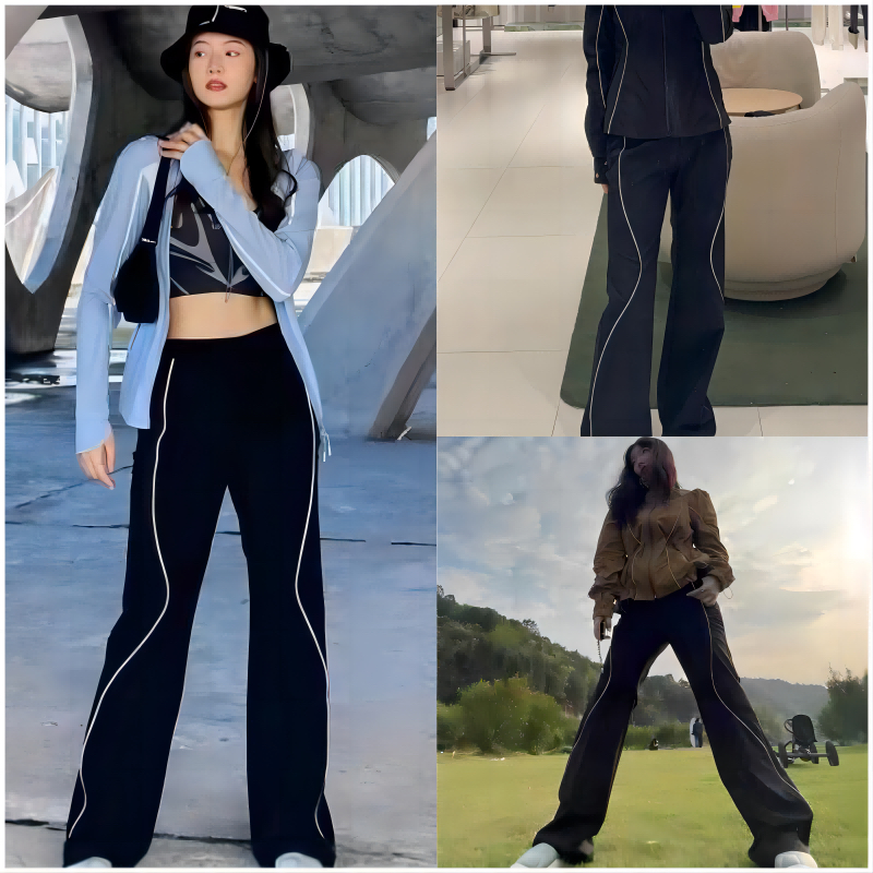 U+先锋系列设计感微喇阔腿裤户外感休闲运动长裤网红裤子女