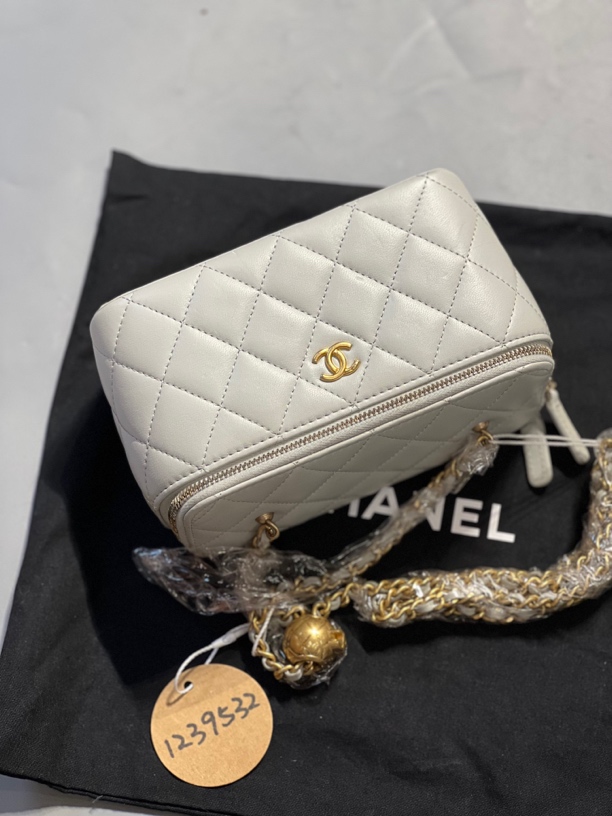 95新 Chanel/香奈儿 夏七中古/灰金金球长盒子/单肩包1239532