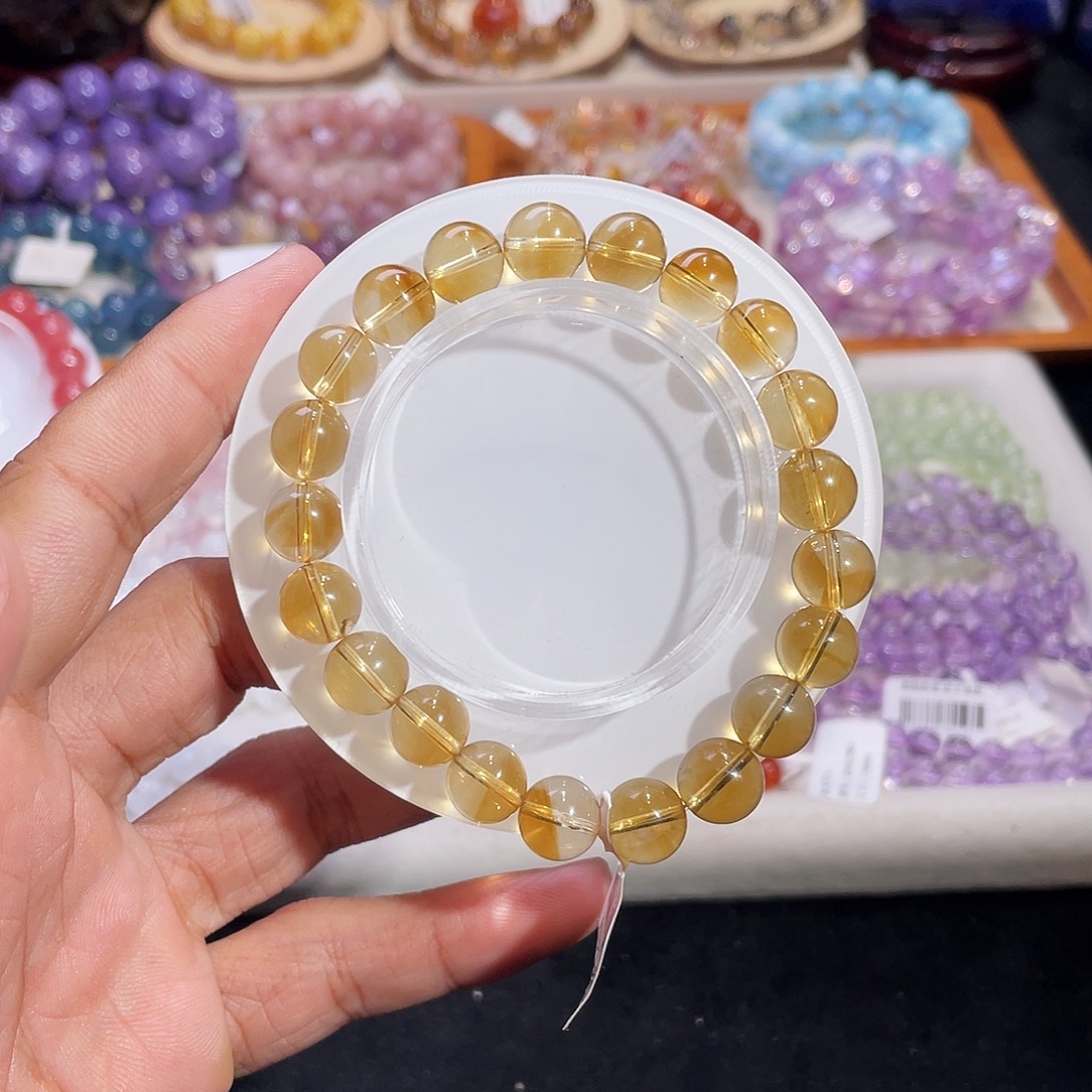水晶未镶嵌手链暴力黄水晶9.5mm