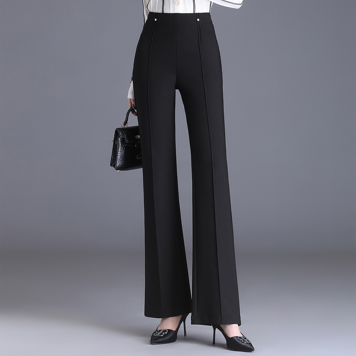 【小云总专属】白鹿语设计感微喇通勤显腿长百搭休闲裤HX10181