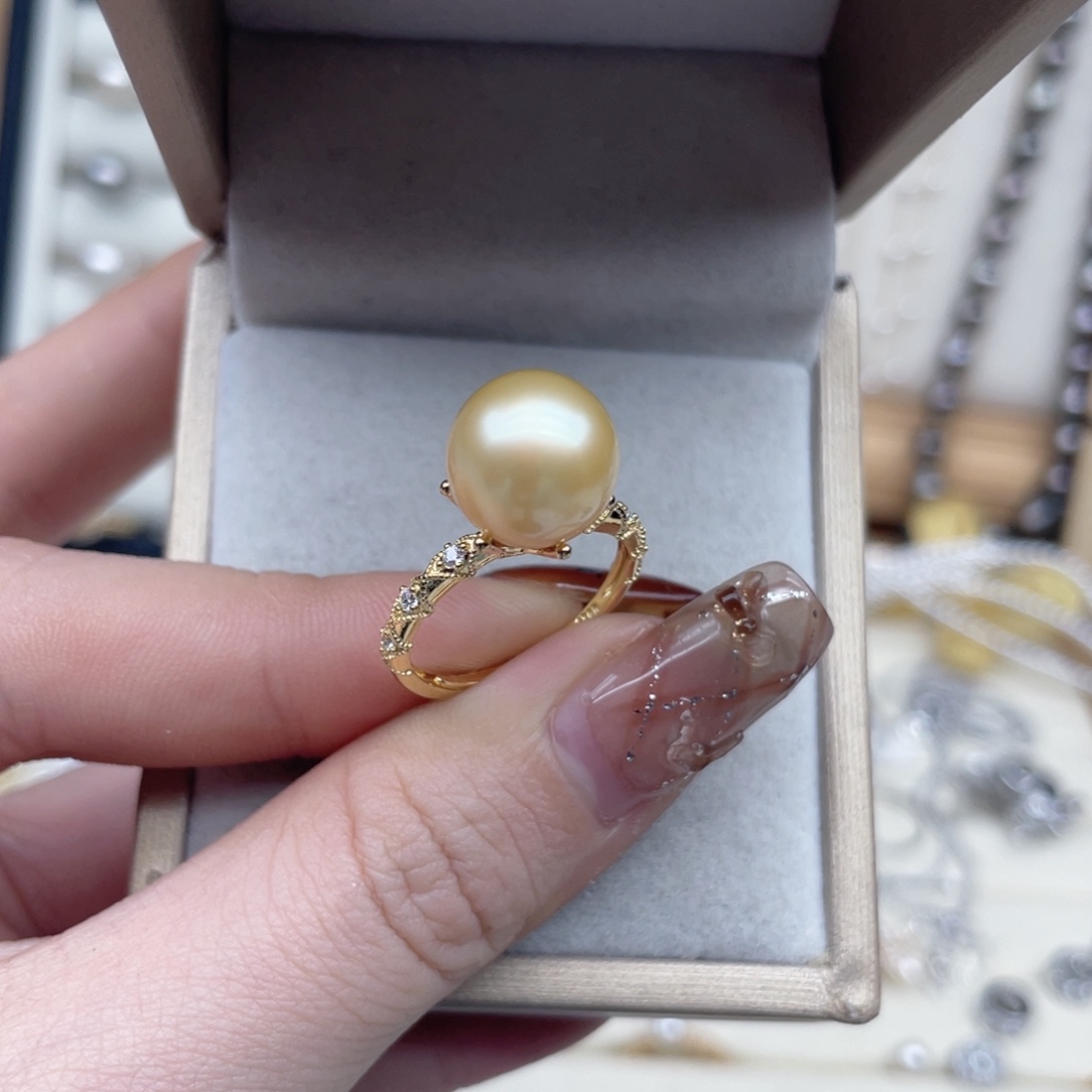 银S925镶嵌戒指海水珍珠A101