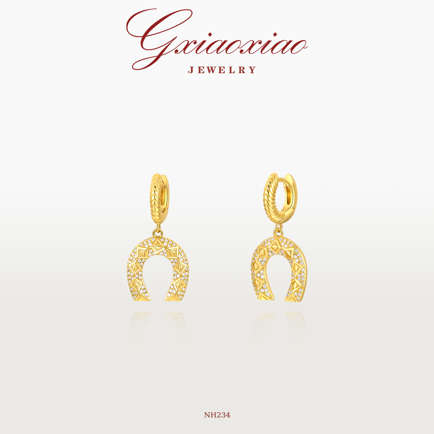 G XIAOXIAO 镀K金 法式气质高级感经典百搭U形马蹄耳环 NH234