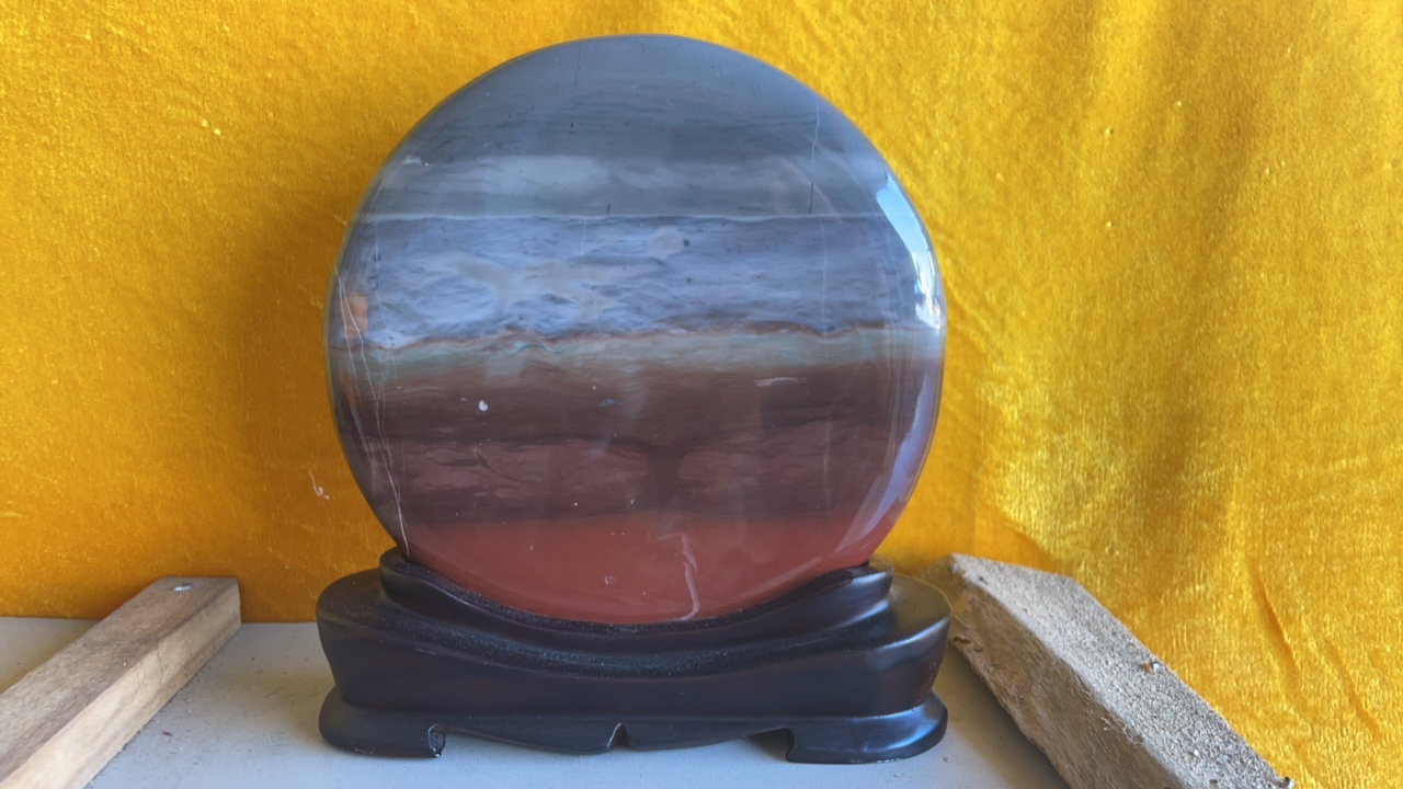 家居摆件黑色黄色精美工艺品创意国画石，玄关装饰