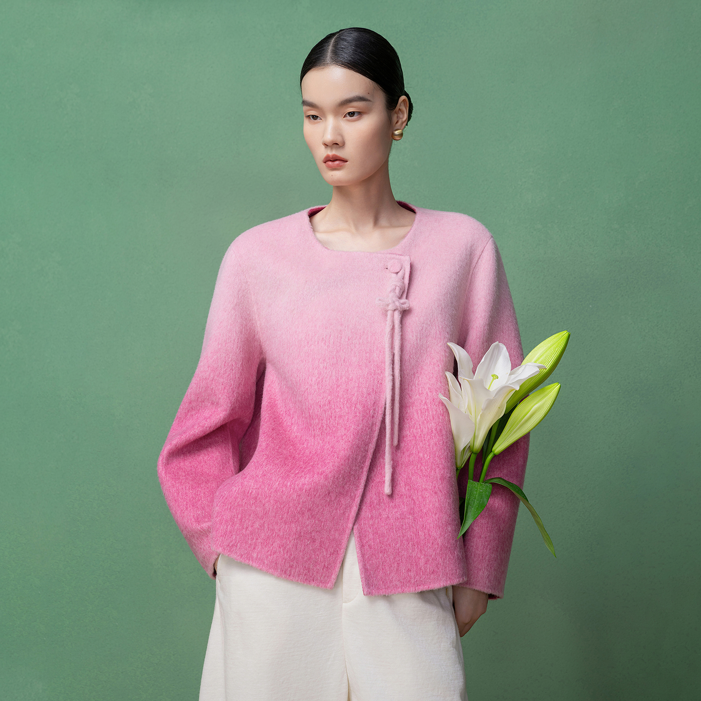 生活在左绵羊毛双面呢多色国风新中式显瘦2025秋冬新款短款外套女