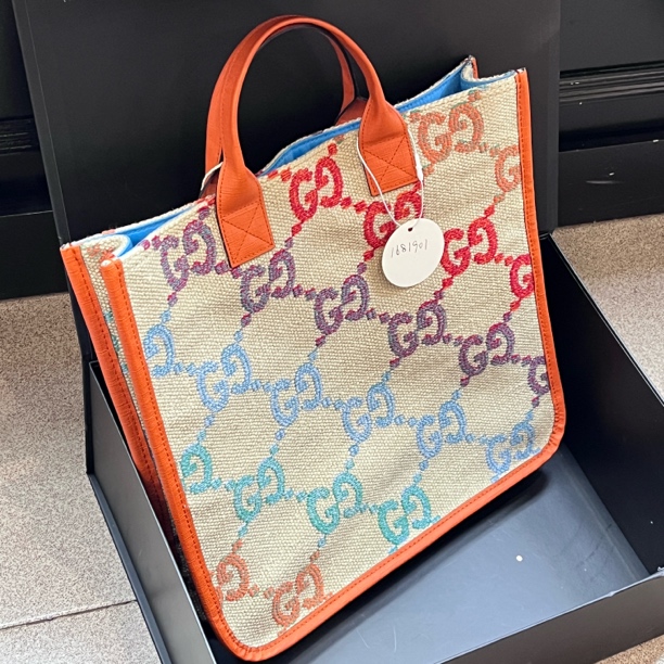 95新 GUCCI/古驰 夏七中古/满logo彩虹tote单肩包/1681901
