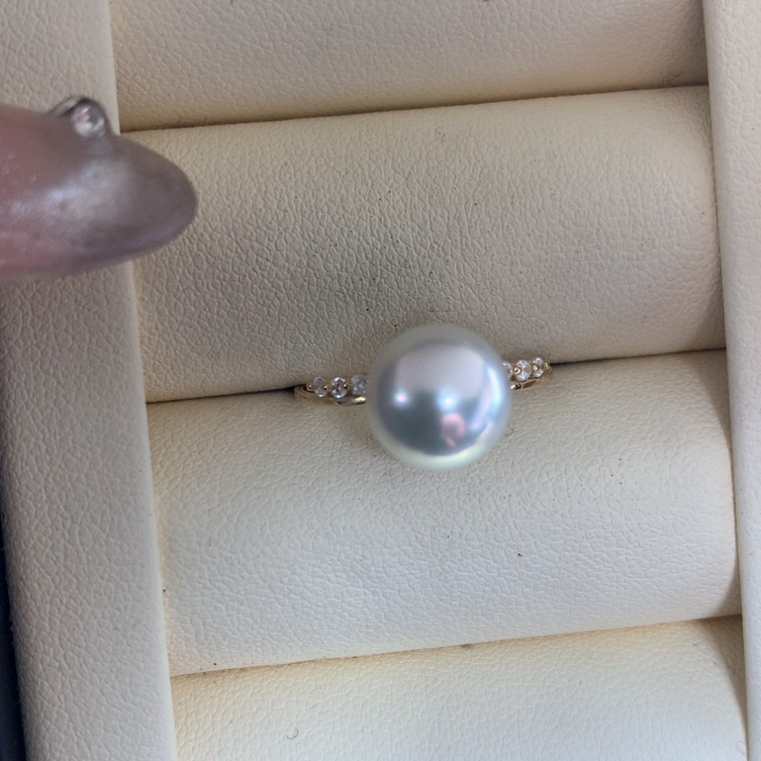 海水珍珠戒指18K金镶嵌