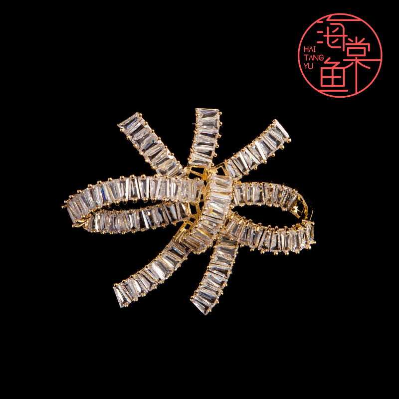 铜合金合成锆石胸针 HY58时尚百搭白月光胸针