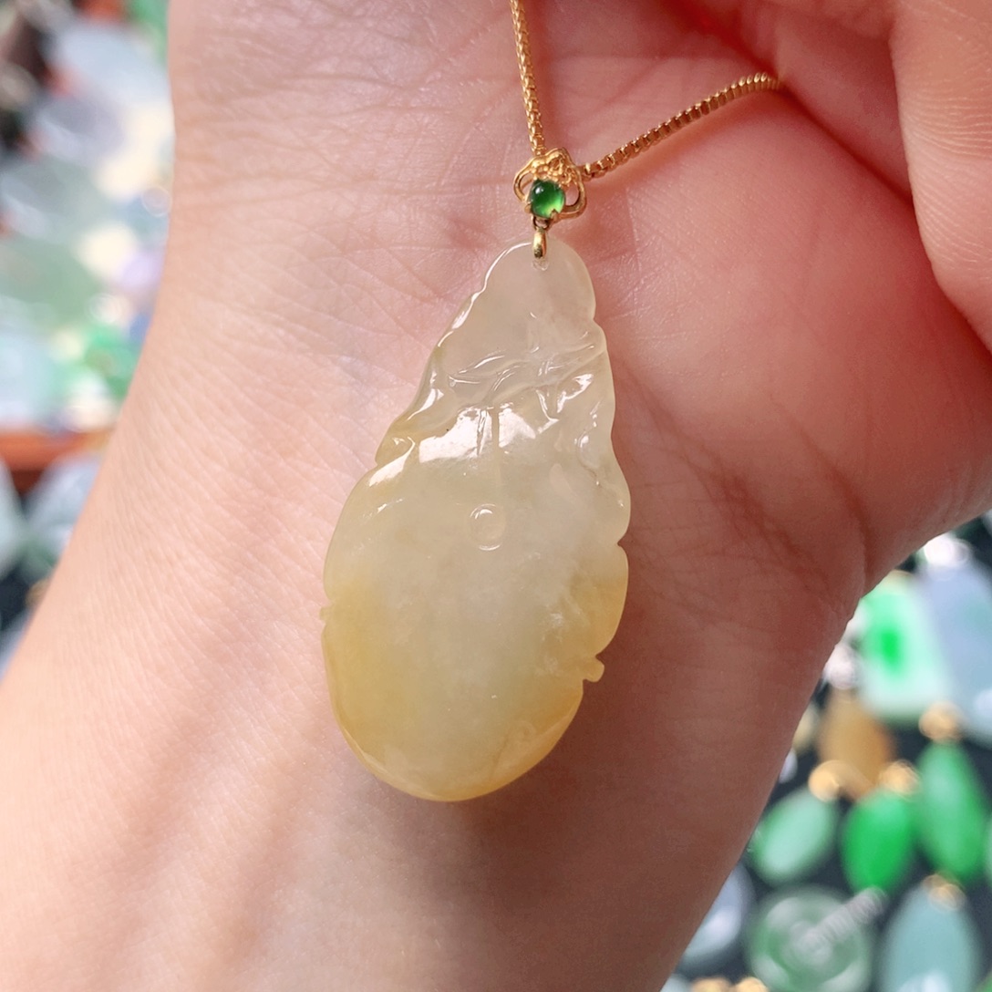 翡翠18K金镶嵌吊坠(不含链)