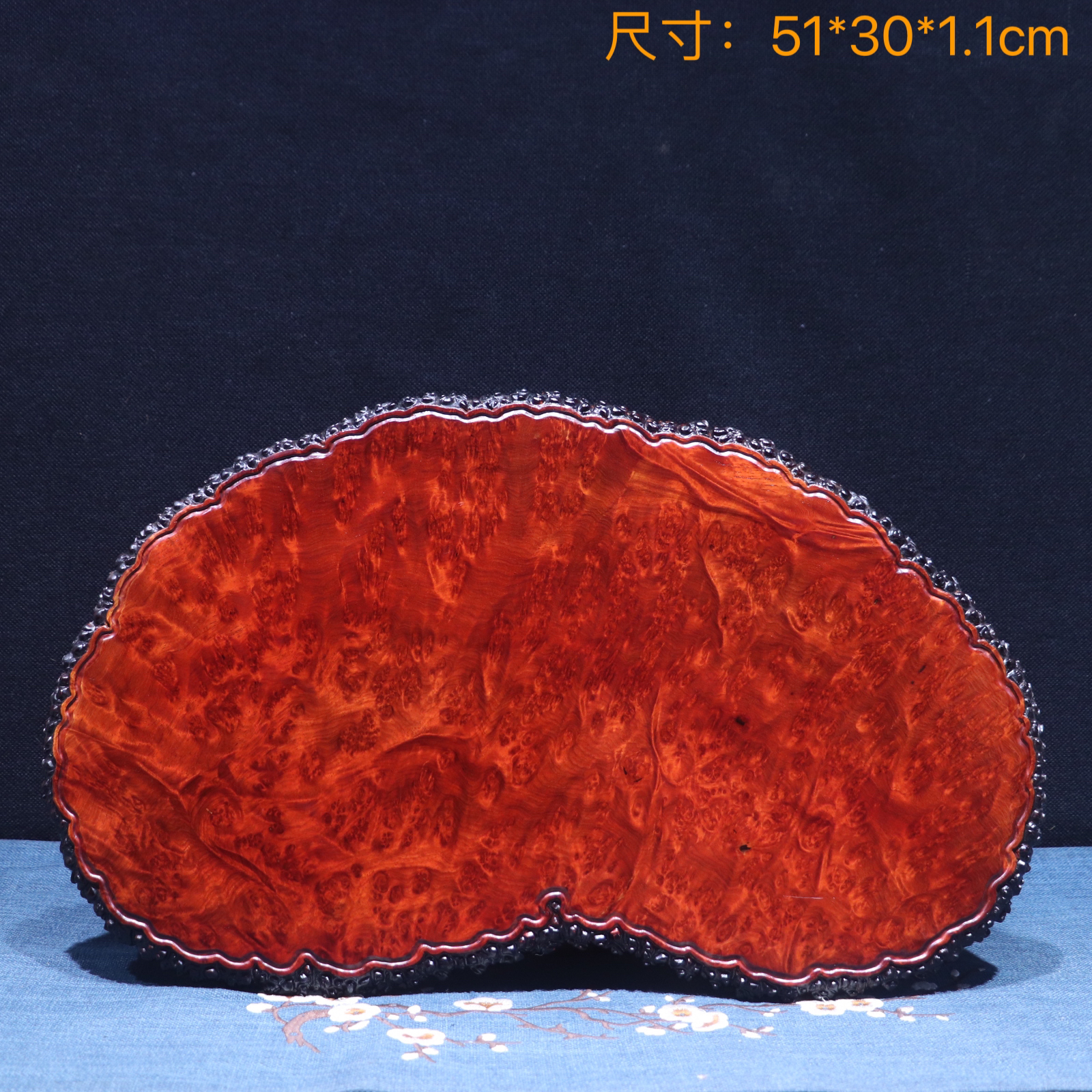 缅甸花梨干泡台茶盘瘿木瘤疤手工雕刻茶具茶道壶承杯垫家用托盘