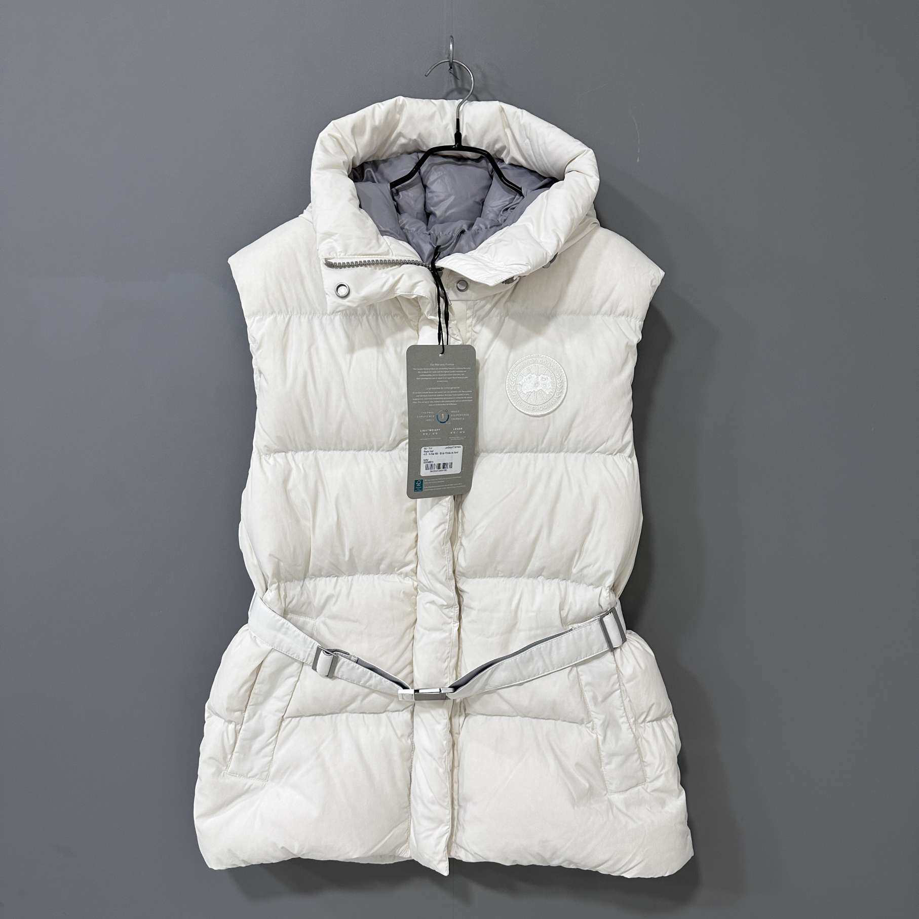 未使用 CANADA GOOSE 白胶囊系列连帽羽绒马甲  /M码/64142