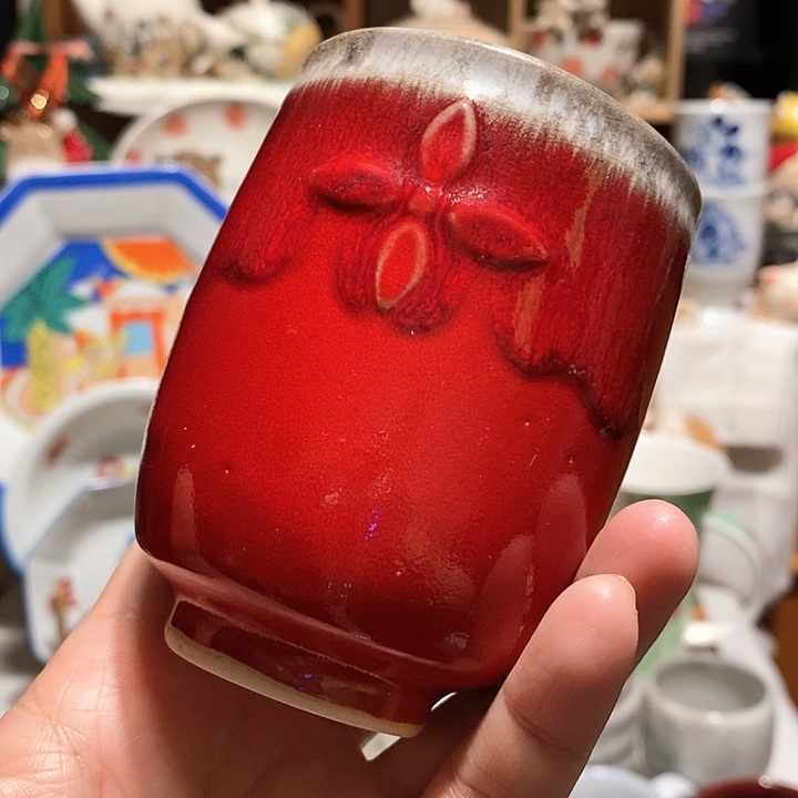 红色手握杯流釉………………