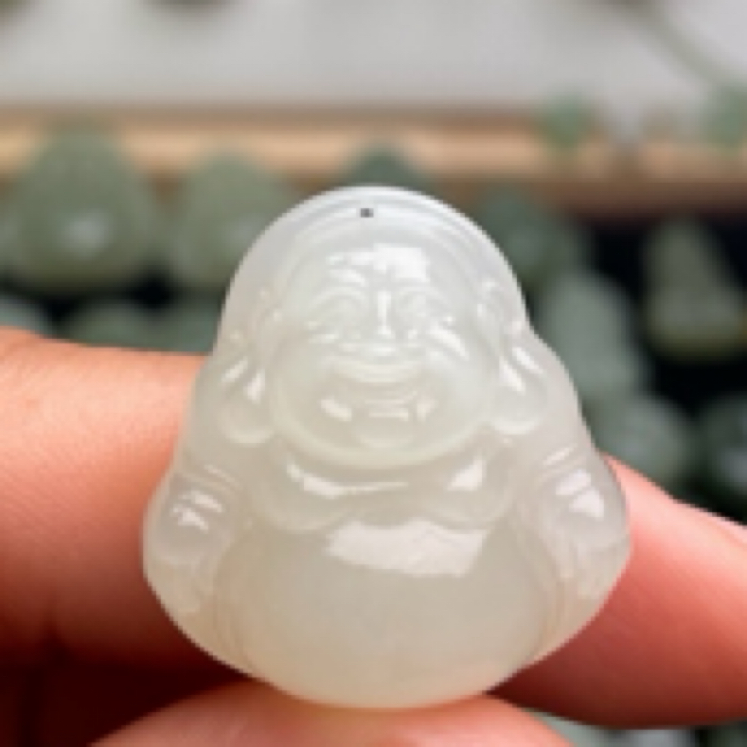 和田玉白玉佛公 吊坠 自带 生日礼物送朋友
