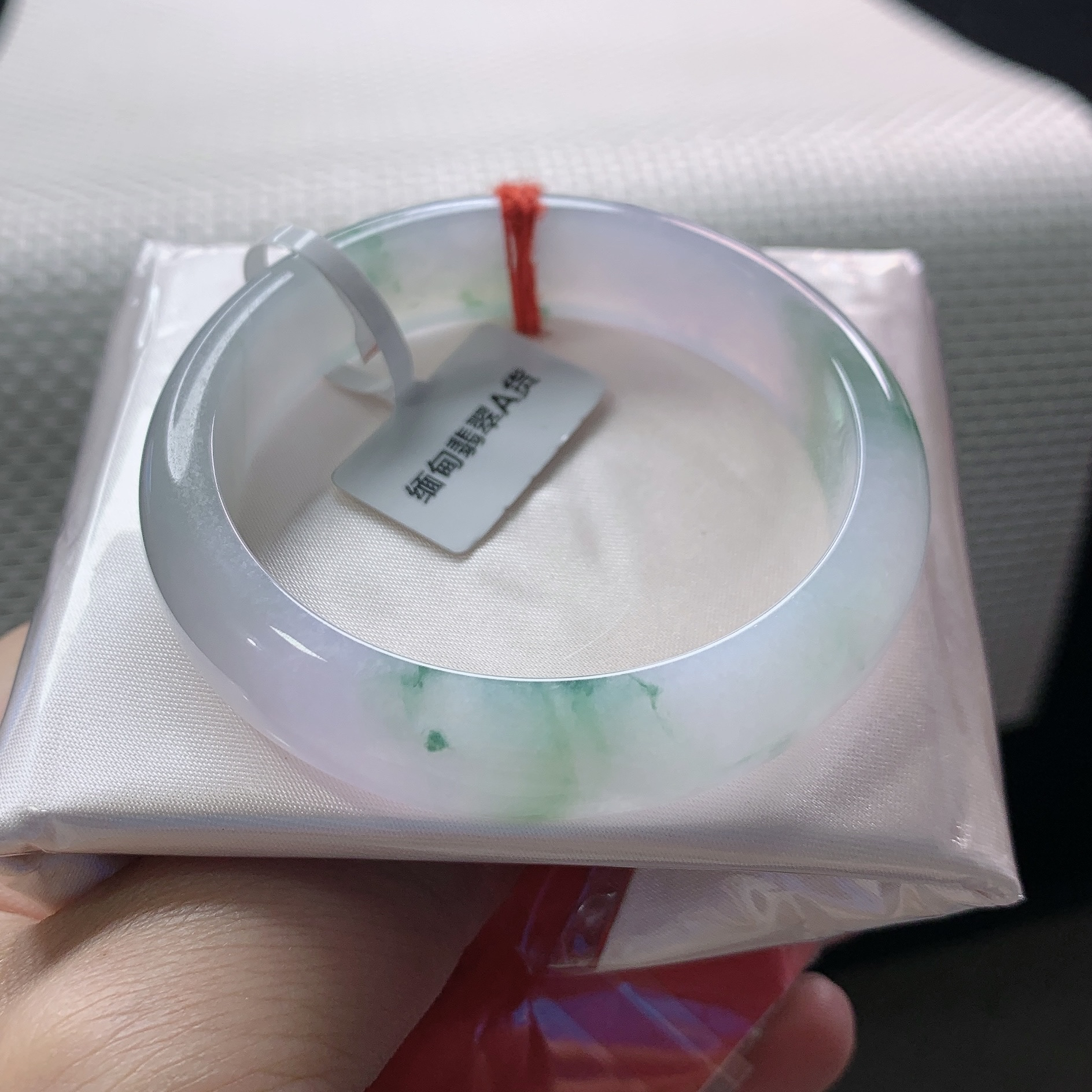 冰种飘绿花52圈天然缅甸翡翠手镯 小圈福利正品百搭时尚女款14030