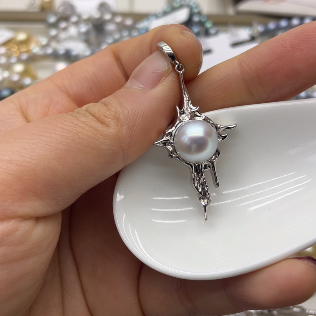 海水珍珠吊坠(不含链)银S925镶嵌