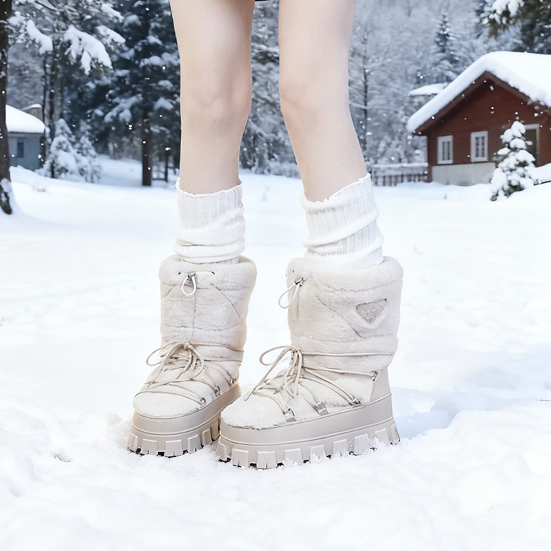 新款跨境雪地靴女时尚厚底短靴冬季保暖雪地鞋普达松糕底毛款棉鞋
