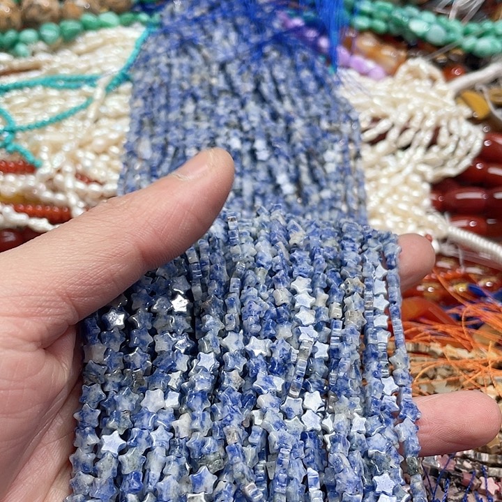 玛瑙/玉髓珠宝半成品未镶嵌一条6mm蓝纹星星