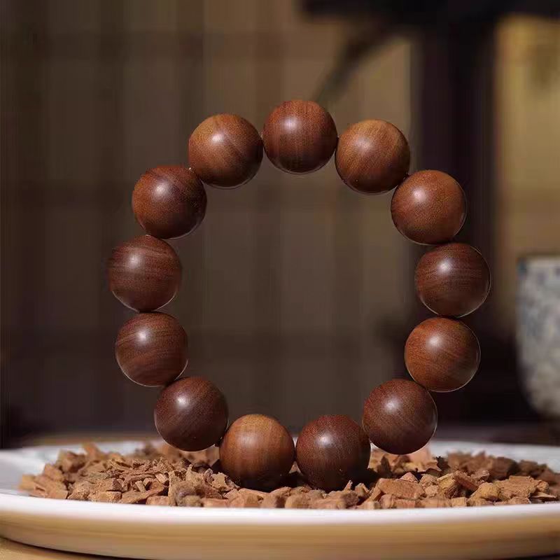 印度迈索尔正区老山檀香横纹黑肉手串1.8