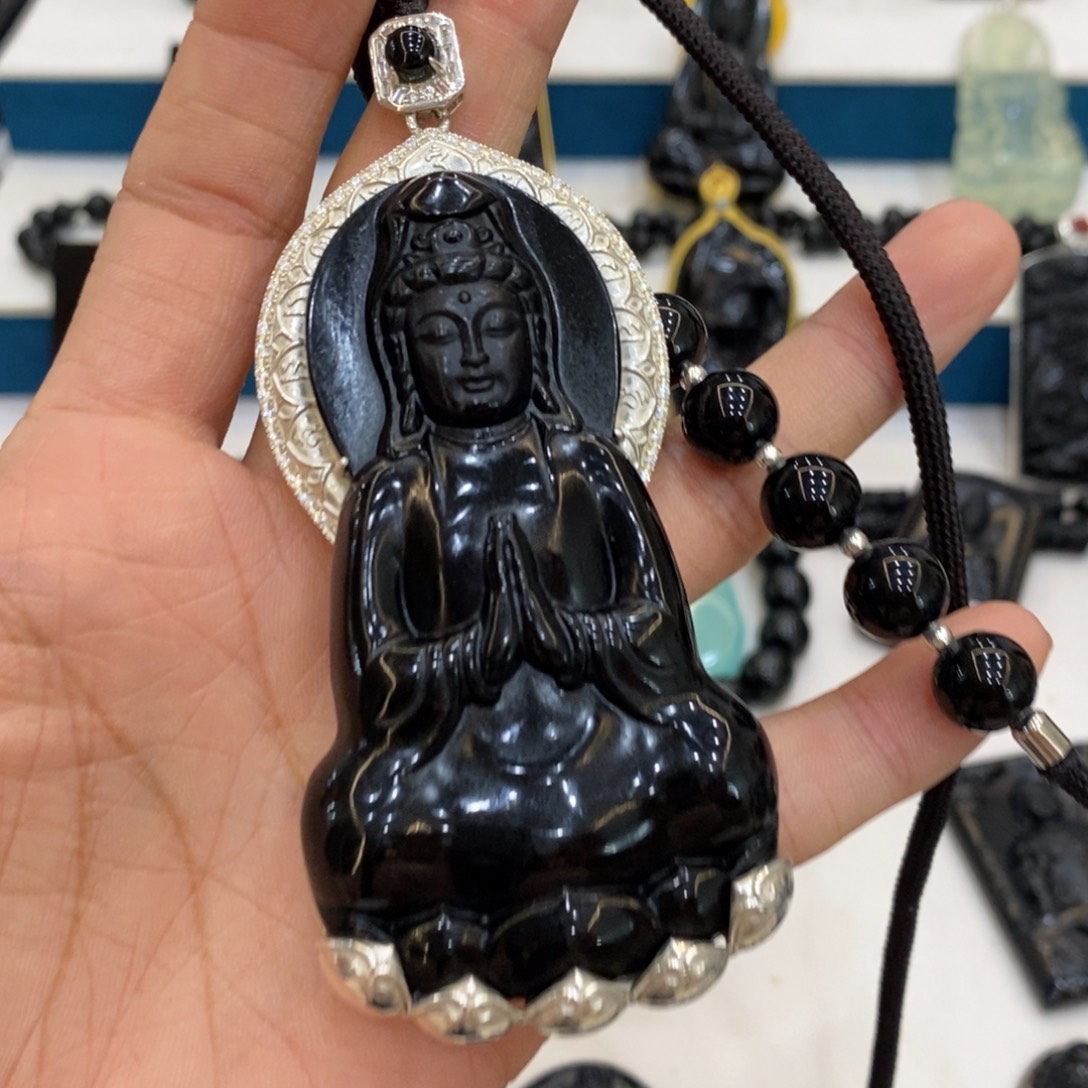 逆***帆蛇纹石玉银S925镶嵌吊坠