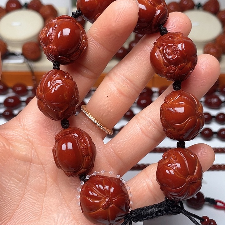 橄榄核手串“****”包浆玉化