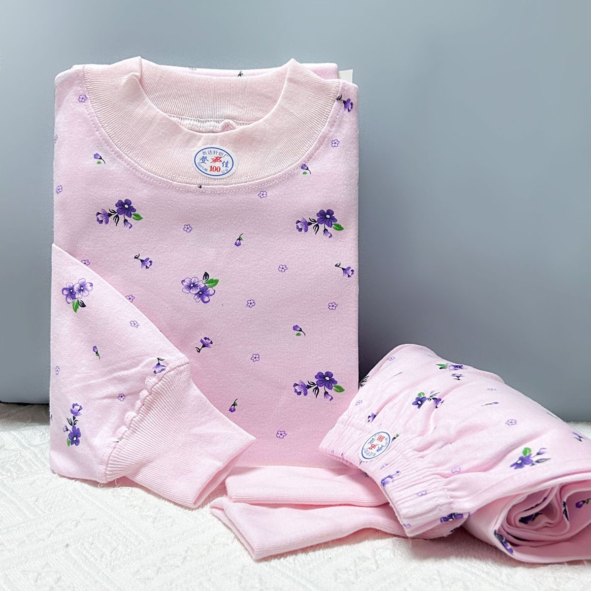 妈妈秋衣秋裤100%棉女士保暖内衣套装秋冬保暖印花打底全棉新款