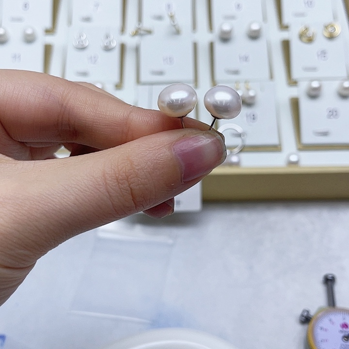 淡水珍珠耳饰银S925镶嵌小***斤