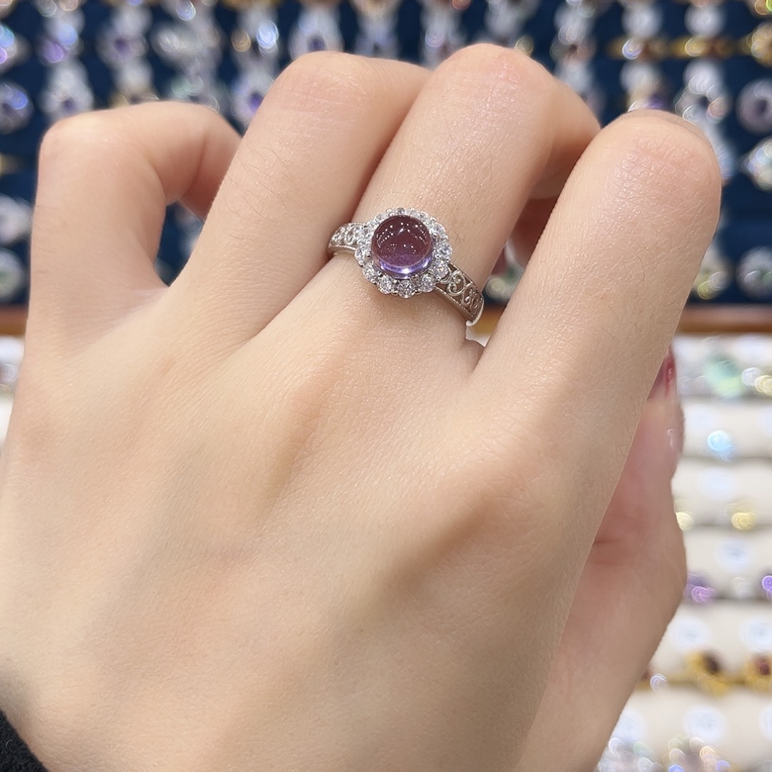 紫晶女款银S925镶嵌戒指