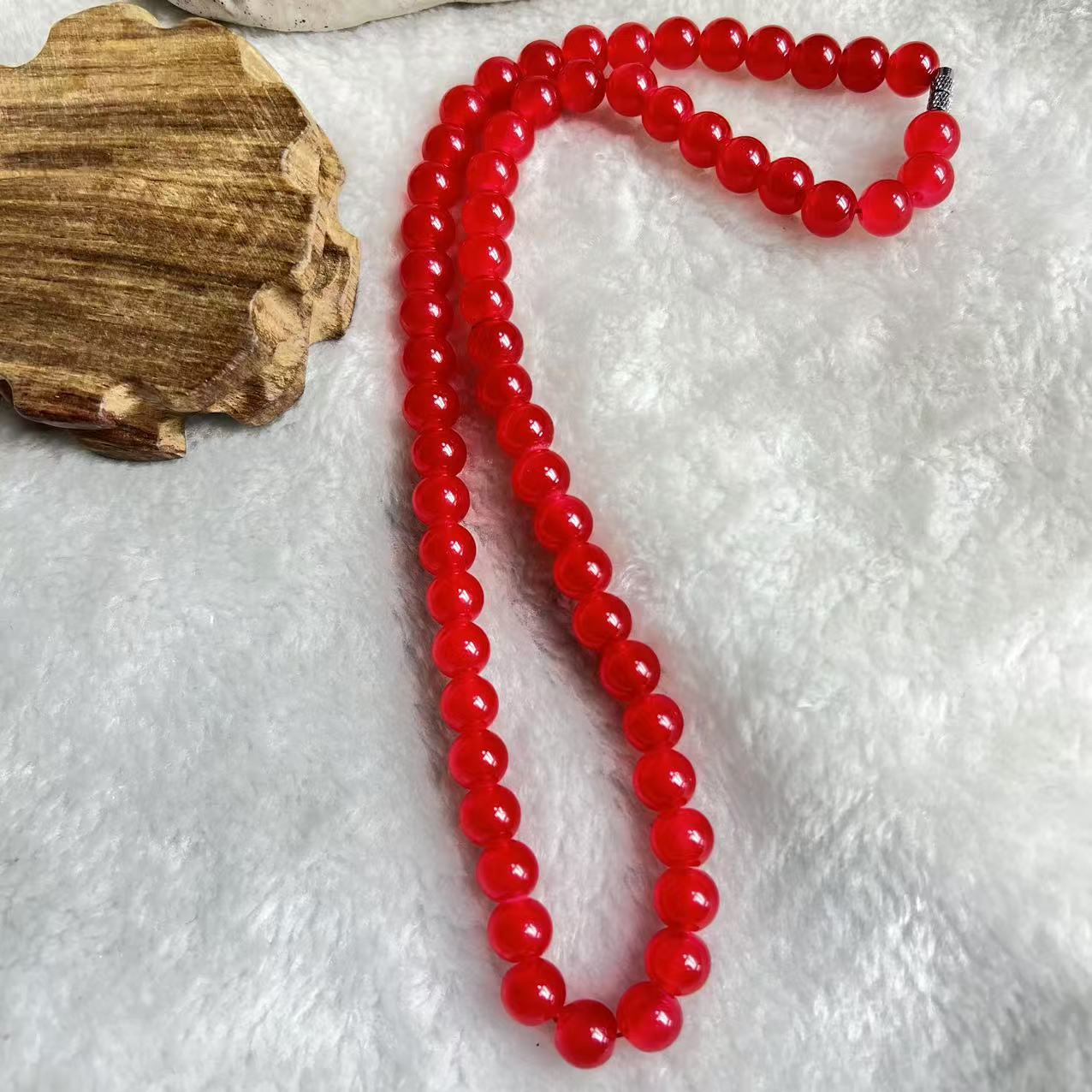 Y典藏品 红圆珠k10高端项链美观大气美轮美奂尽显魅力