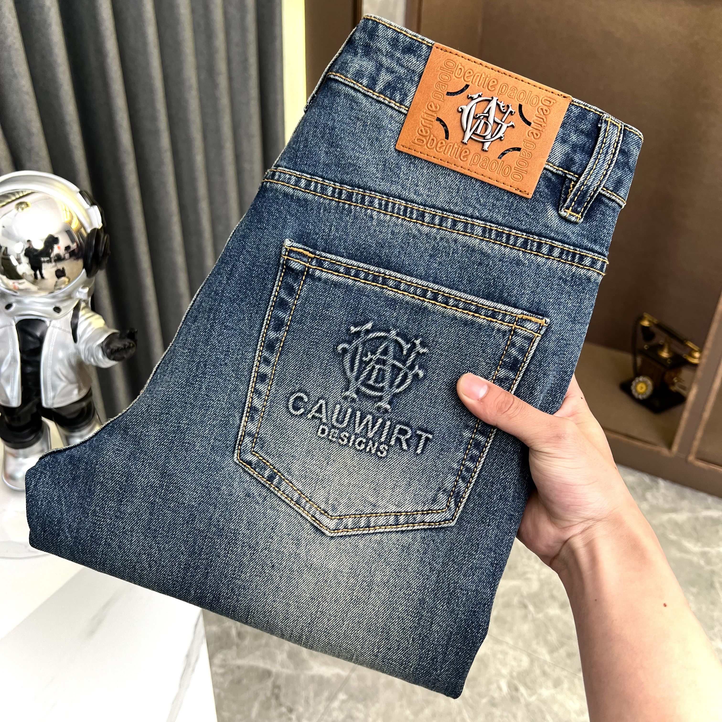 【70089-17】夏季新款男士轻奢弹力休闲水洗牛仔百搭修身小直筒长裤