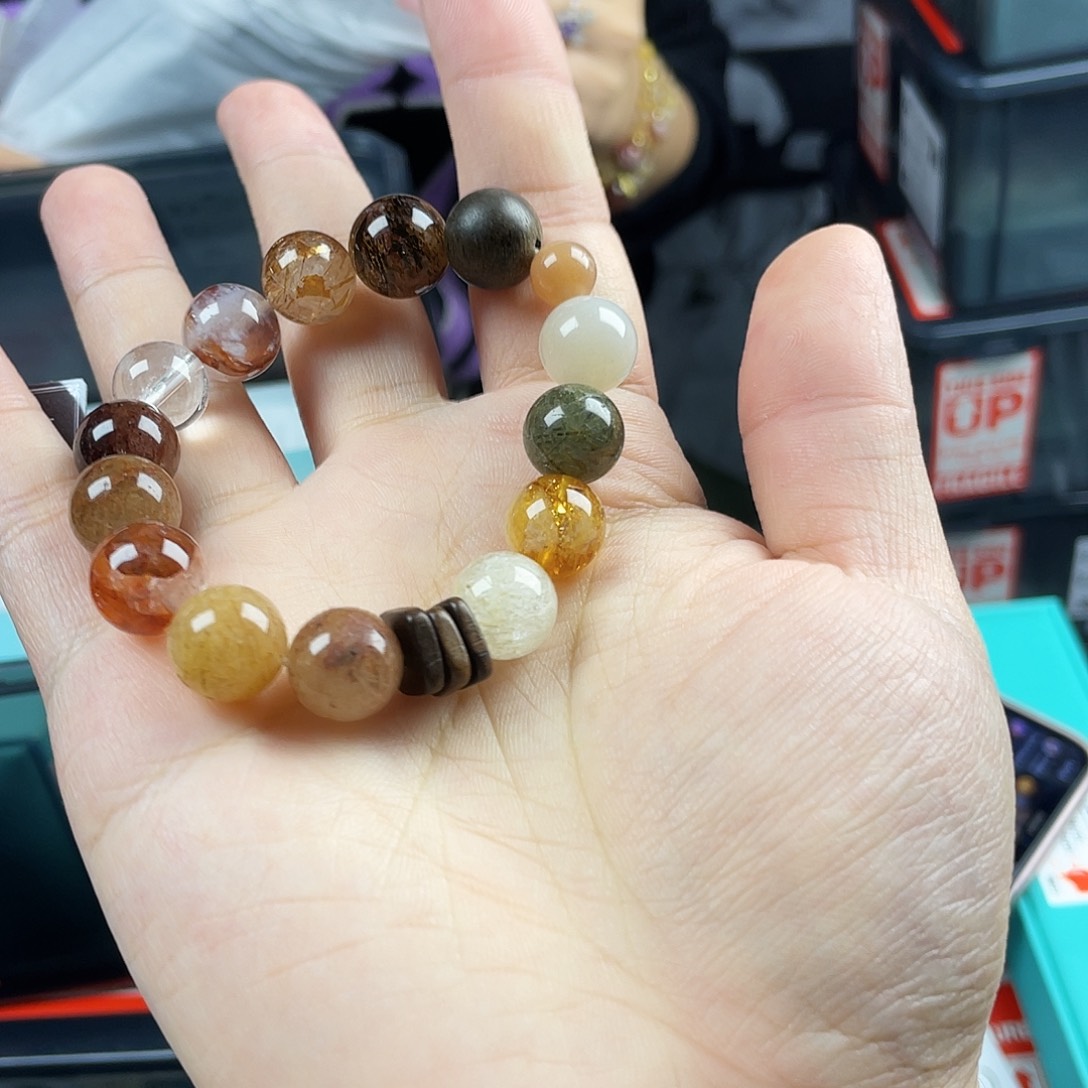 银S925镀金镶嵌手串黄晶