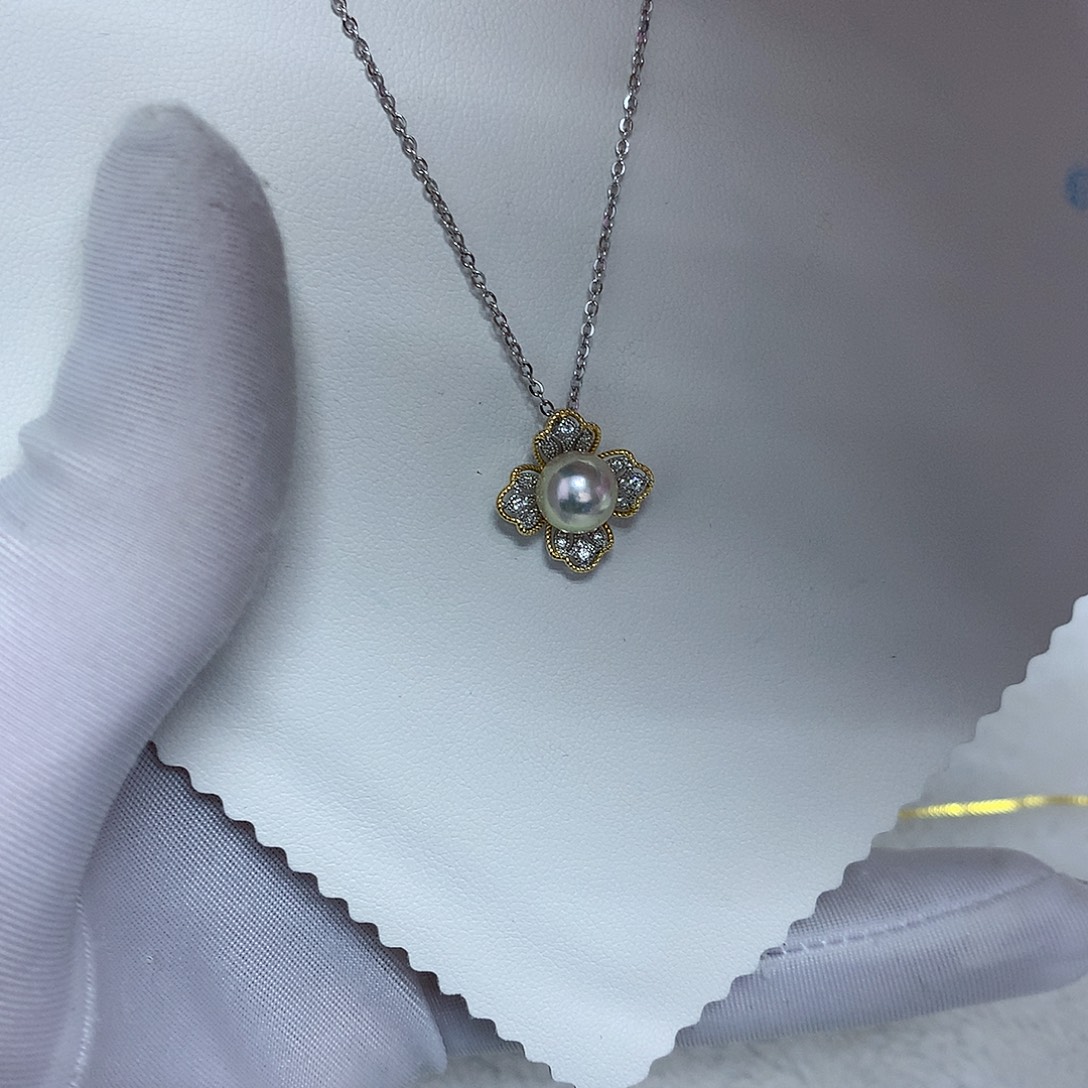 套链海水珍珠银S925镶嵌7-8