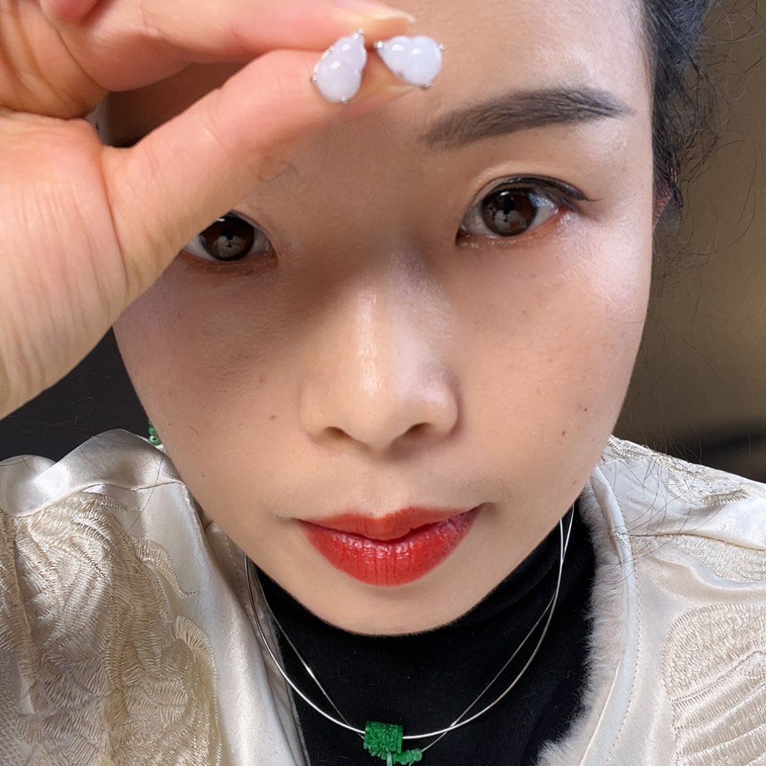 翡翠银S925镶嵌耳饰天然翡翠