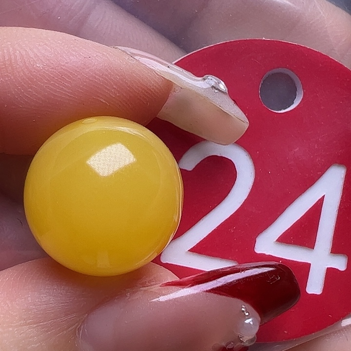 蜜蜡未镶嵌珠宝奇石14.7mm鸡油黄圆珠