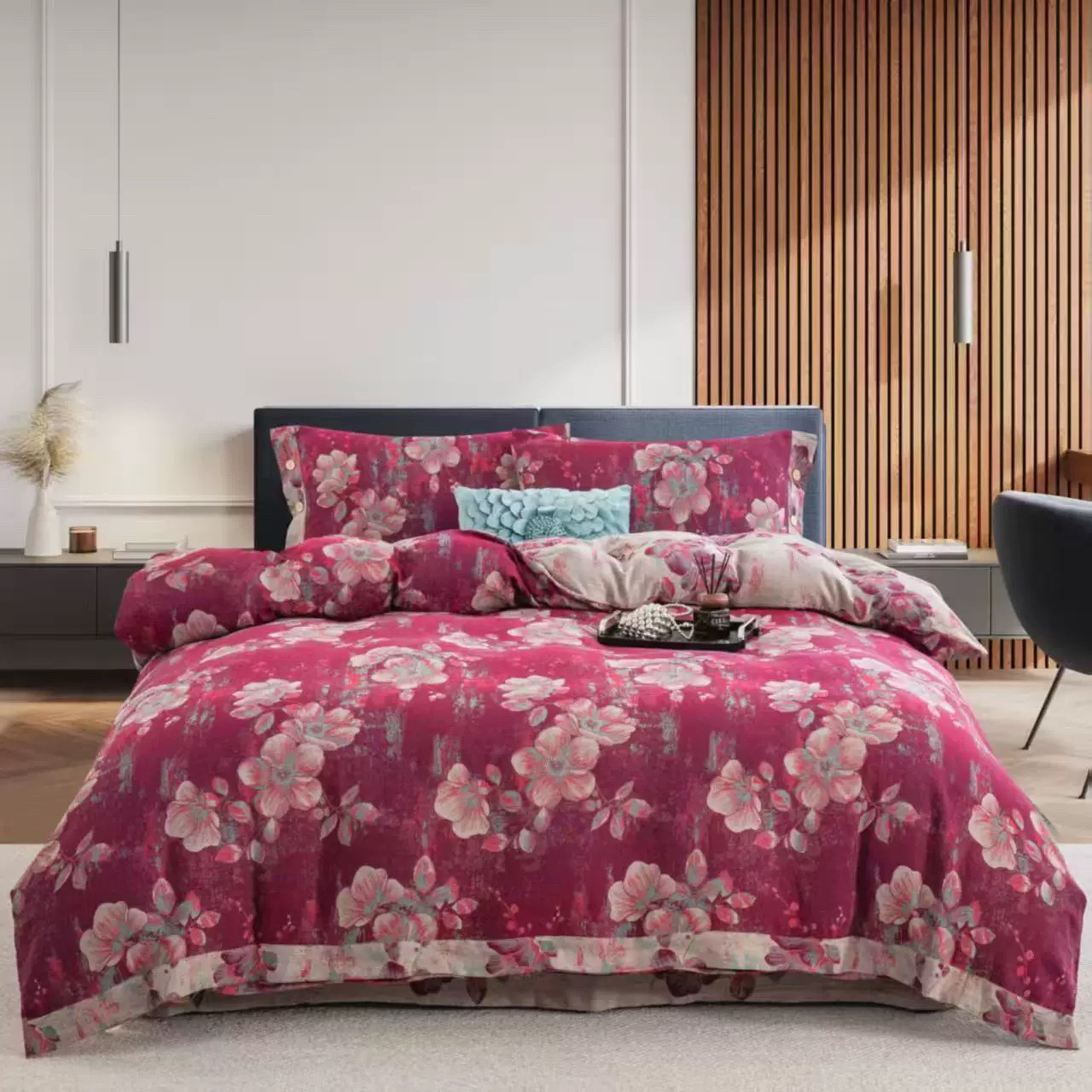 散单—A类母婴级全棉色织双层纱新疆加厚长绒棉四件套 -锦梦