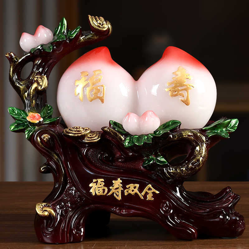 福禄双全寿桃摆件创意家居玄关摆设送长辈生日礼物礼品工艺品