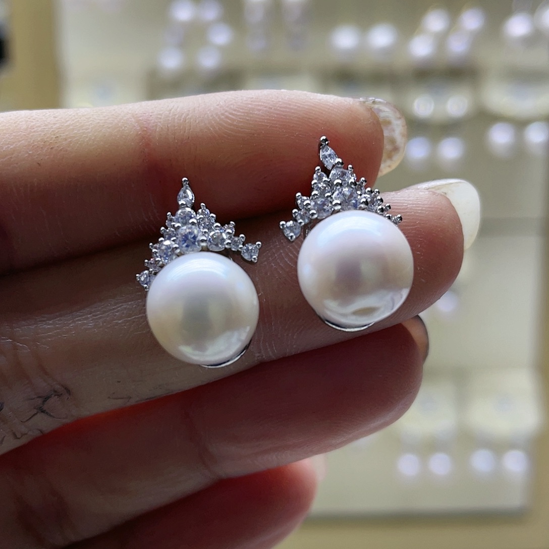 淡水珍珠耳饰银S925镶嵌