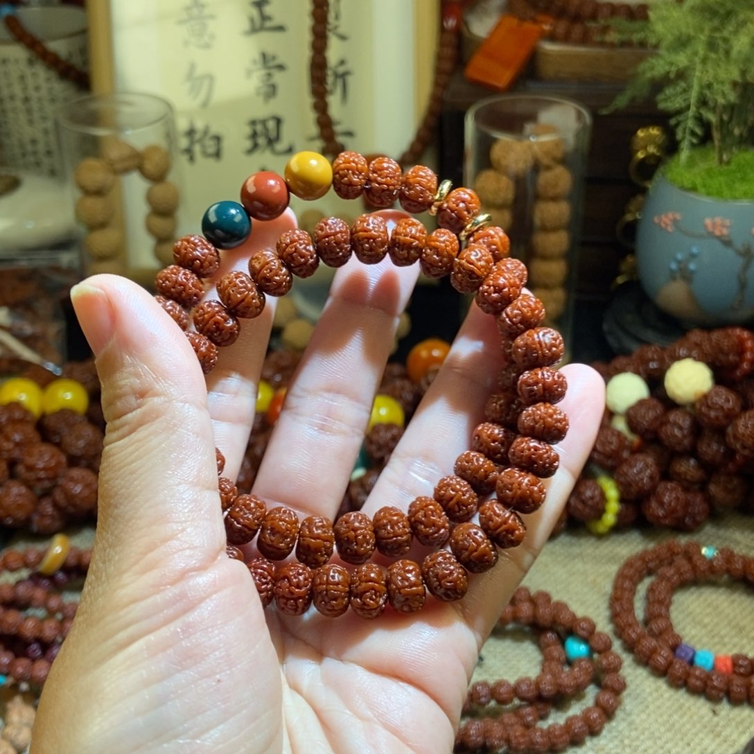 金刚菩提手串96双圈红绿圆