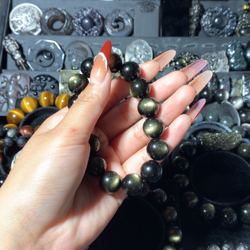 【闪购商品】黑曜岩手串未镶嵌꧁***꧂