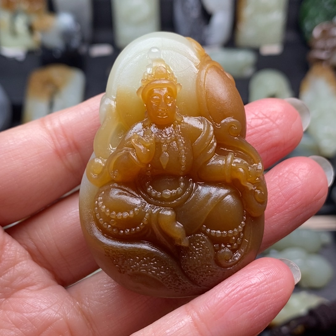 和田玉挂件未镶嵌心**水