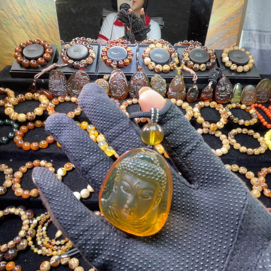 未镶嵌琥珀手链金兰佛头