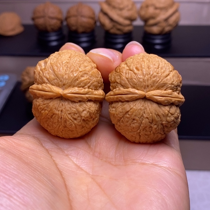 把件文玩核桃擂鼓双筋锤75