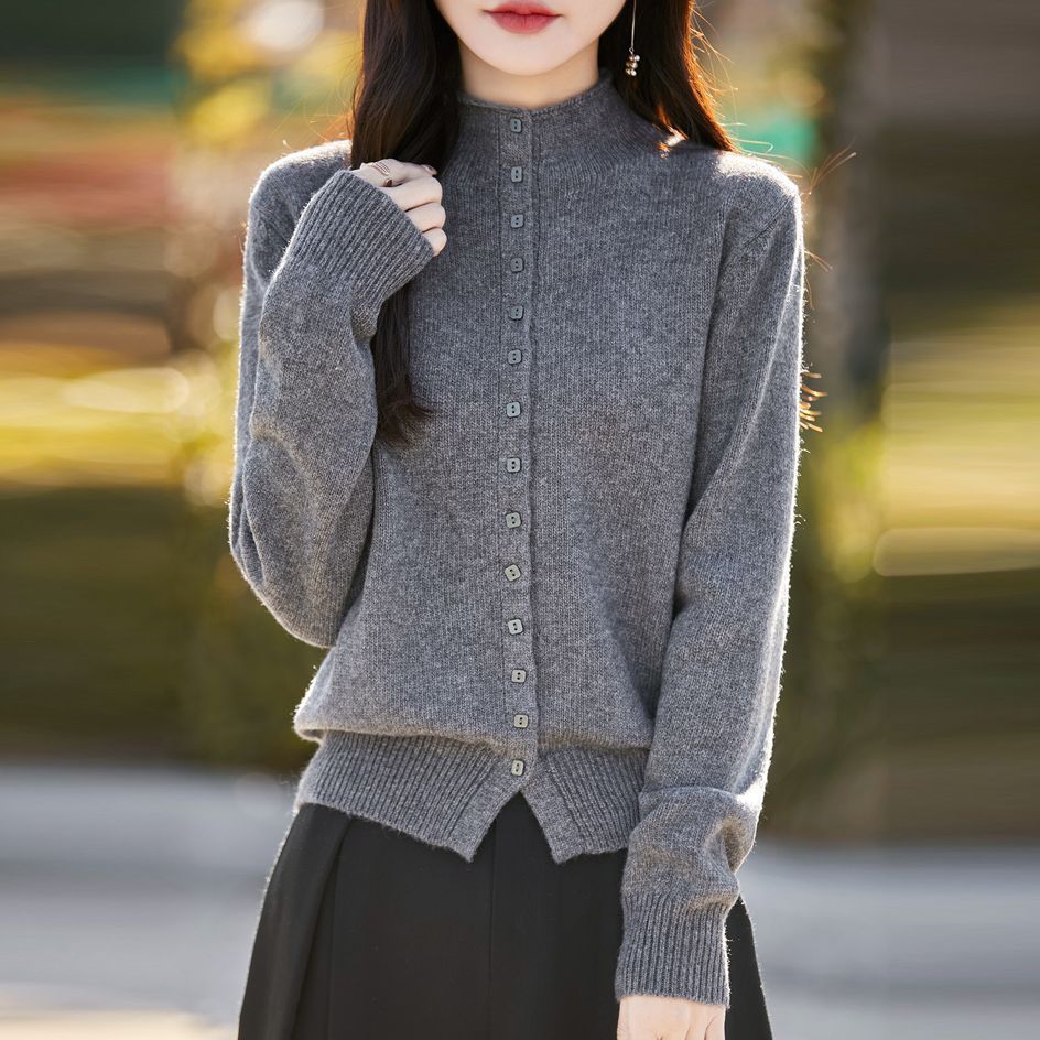 正品撤柜剪标羊毛衫半高领针织衫开衫秋冬新款加厚毛衣外套上衣