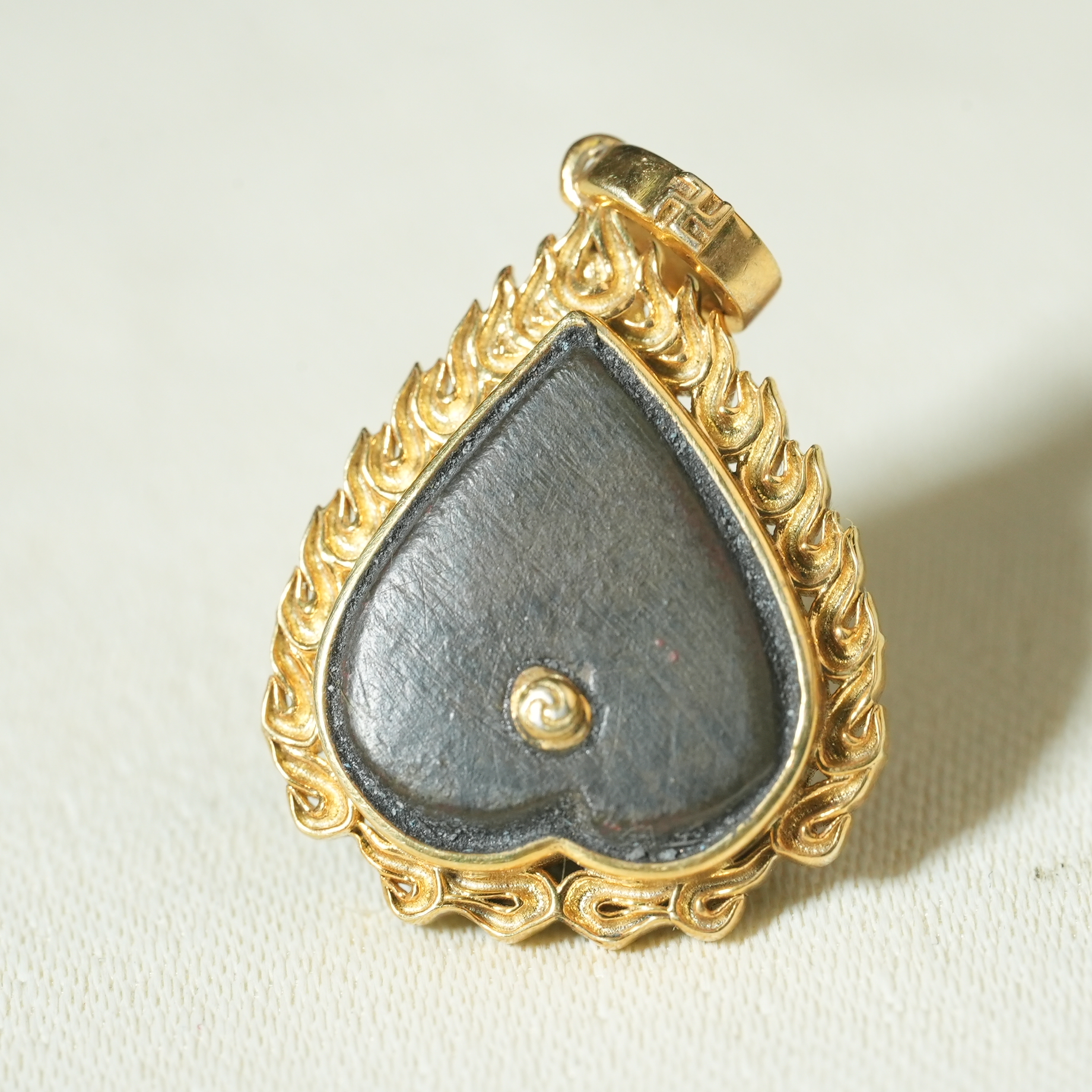 明早期天铁吊坠（银鎏金后镶嵌）【古珠精选】AABS250105062