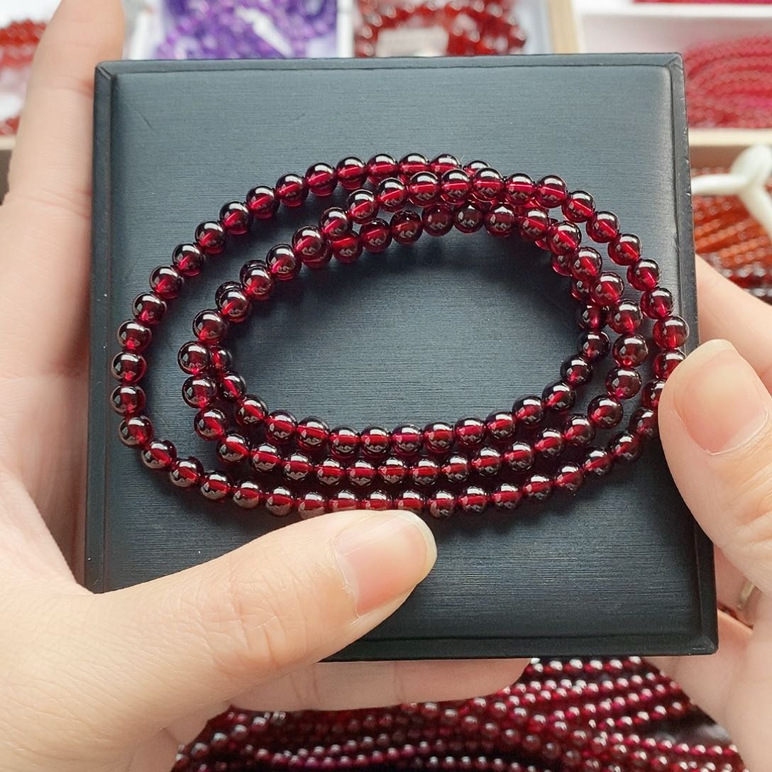 石榴石手链未镶嵌5.3mm老矿