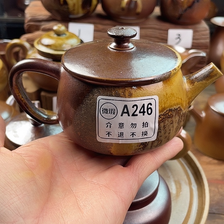 建水紫陶白泥柴烧壶